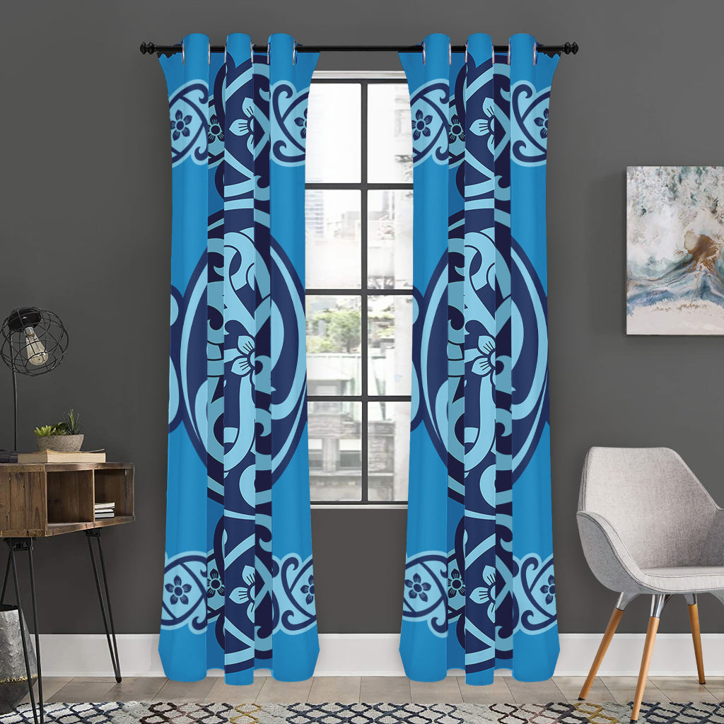 Blue Celtic Symbol Print Curtain
