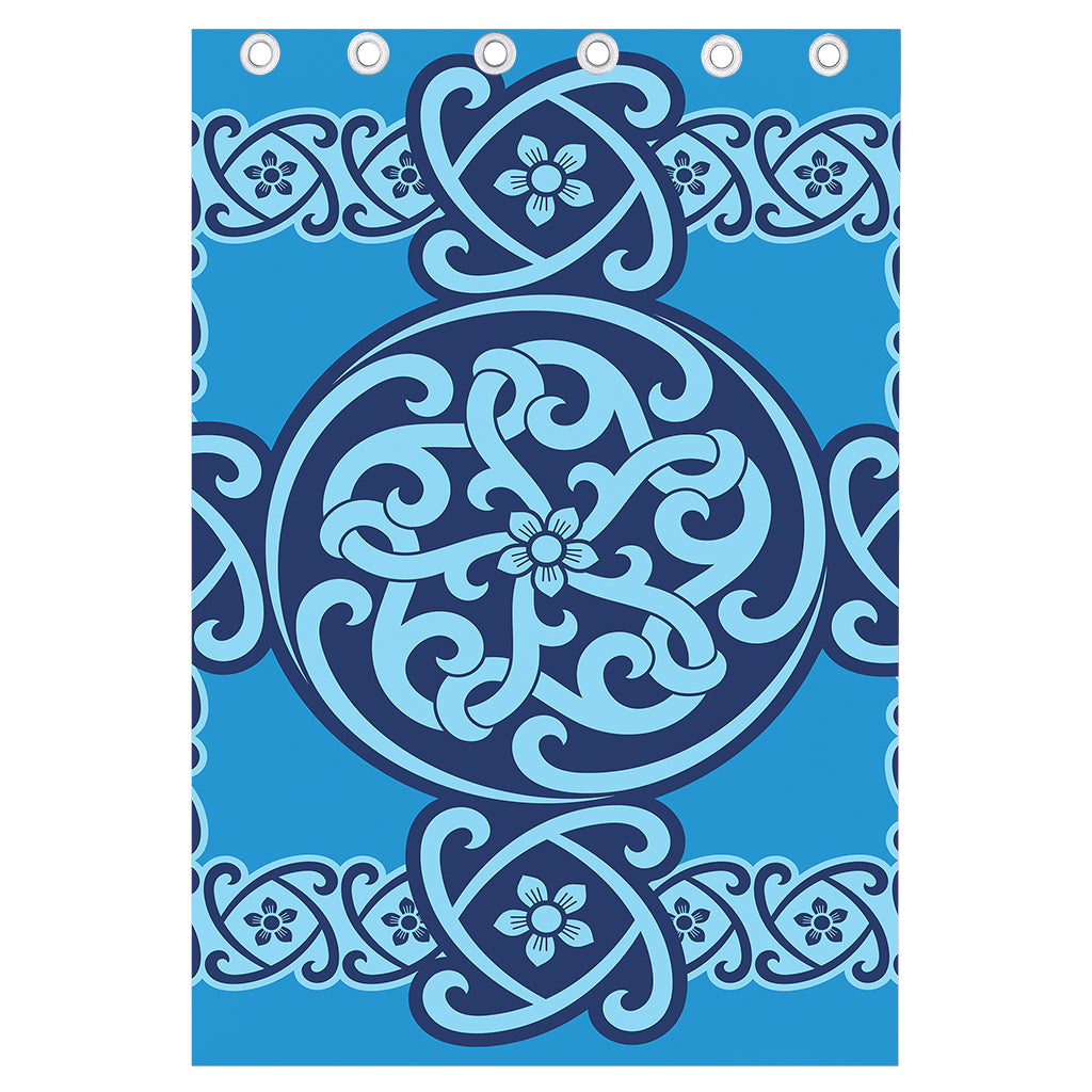 Blue Celtic Symbol Print Curtain
