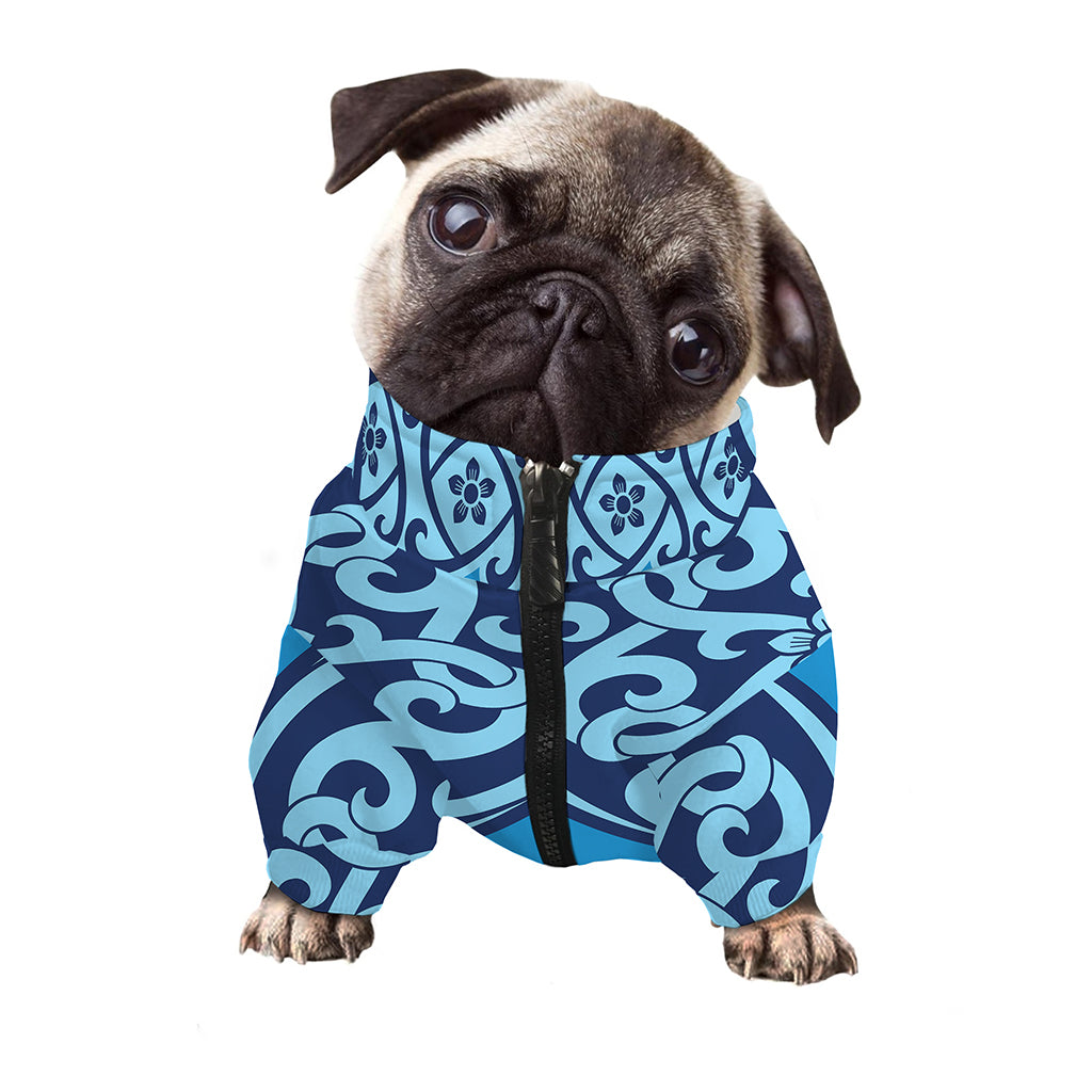 Blue Celtic Symbol Print Dog Zip Up Jacket