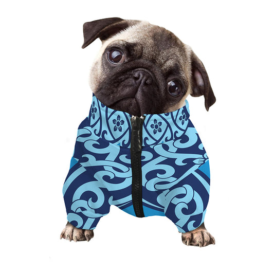 Blue Celtic Symbol Print Dog Zip Up Jacket
