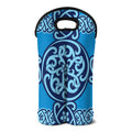 Blue Celtic Symbol Print Double Neoprene Wine Tote