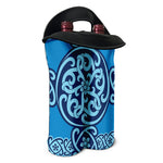 Blue Celtic Symbol Print Double Neoprene Wine Tote