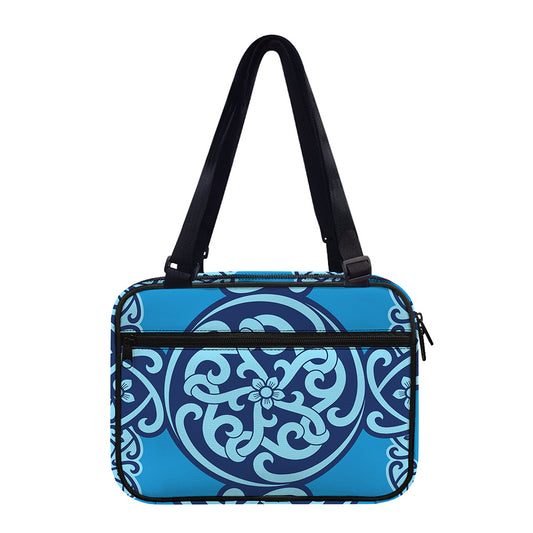 Blue Celtic Symbol Print Double Strap Bible Bag