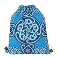 Blue Celtic Symbol Print Drawstring Bag