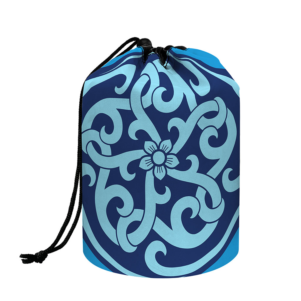 Blue Celtic Symbol Print Drawstring Makeup Bag