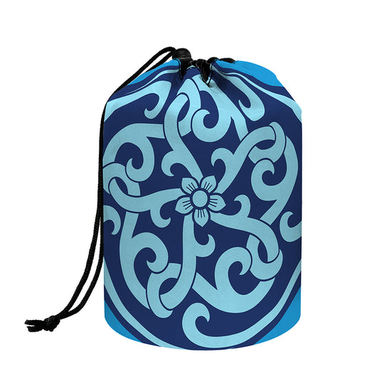 Blue Celtic Symbol Print Drawstring Makeup Bag