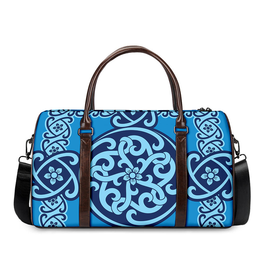 Blue Celtic Symbol Print Duffle Bag