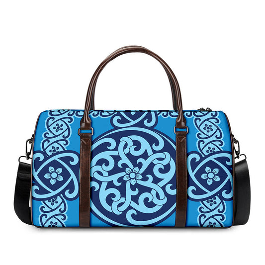 Blue Celtic Symbol Print Duffle Bag