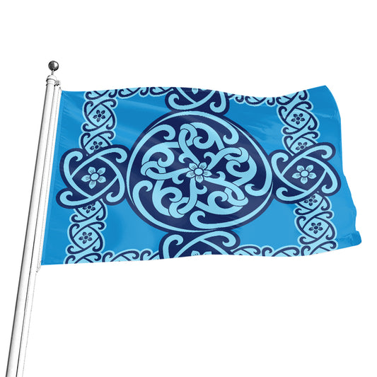 Blue Celtic Symbol Print Flag