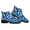 Blue Celtic Symbol Print Flat Ankle Boots