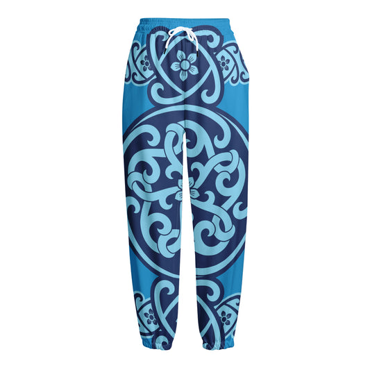 Blue Celtic Symbol Print Fleece Lined Knit Pants
