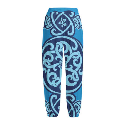 Blue Celtic Symbol Print Fleece Lined Knit Pants