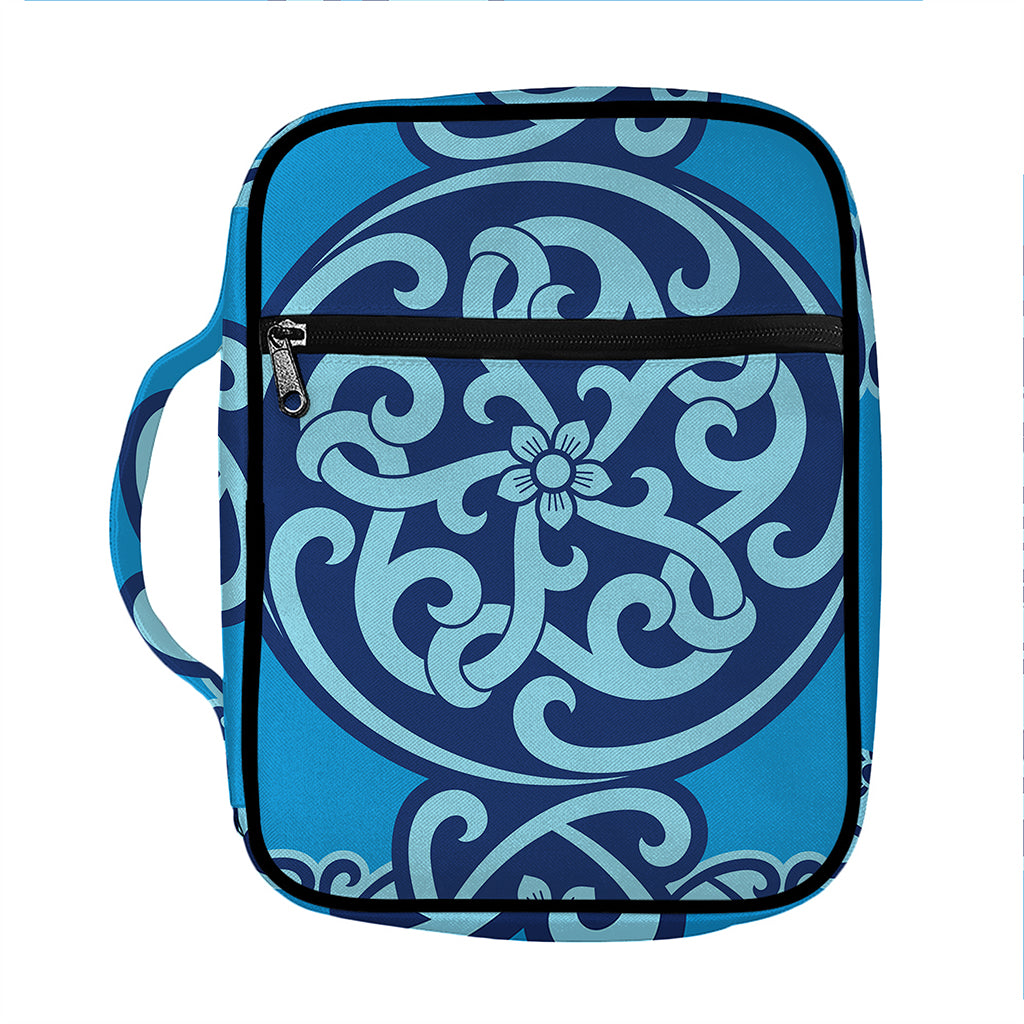 Blue Celtic Symbol Print Front Pocket Bible Bag