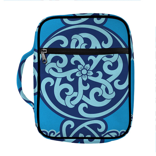 Blue Celtic Symbol Print Front Pocket Bible Bag