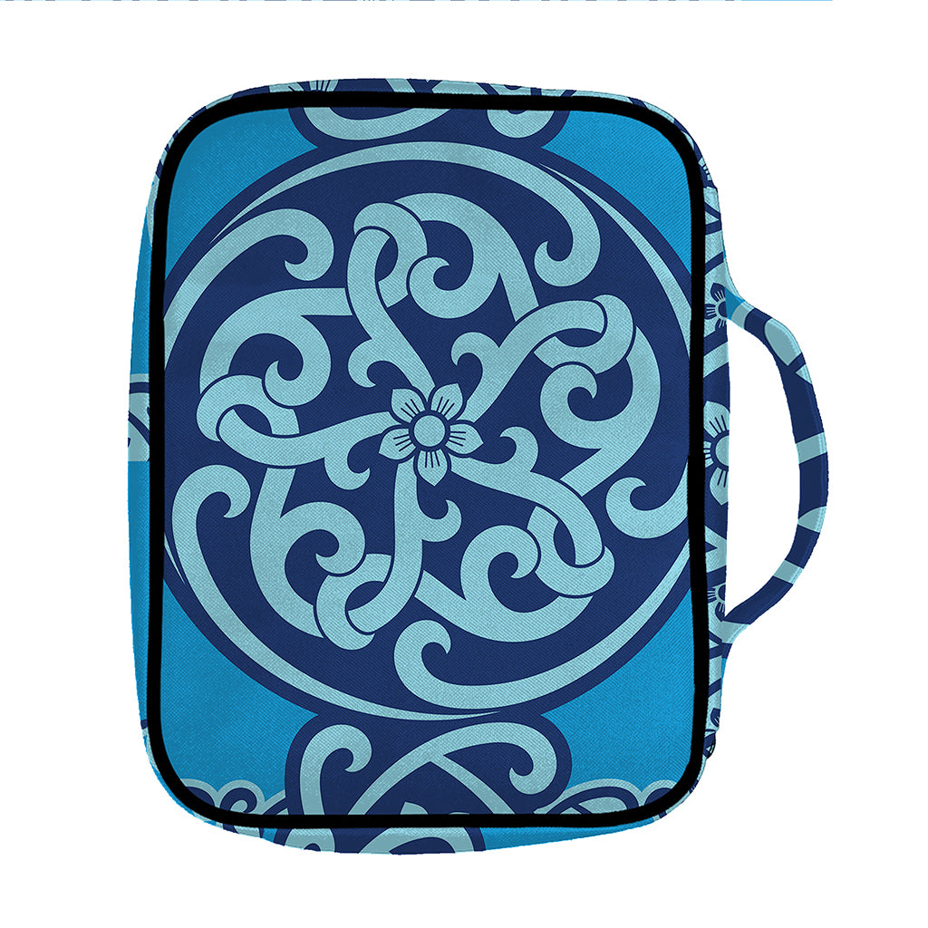 Blue Celtic Symbol Print Front Pocket Bible Bag