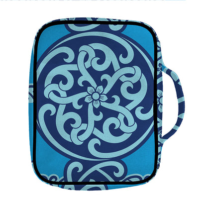 Blue Celtic Symbol Print Front Pocket Bible Bag