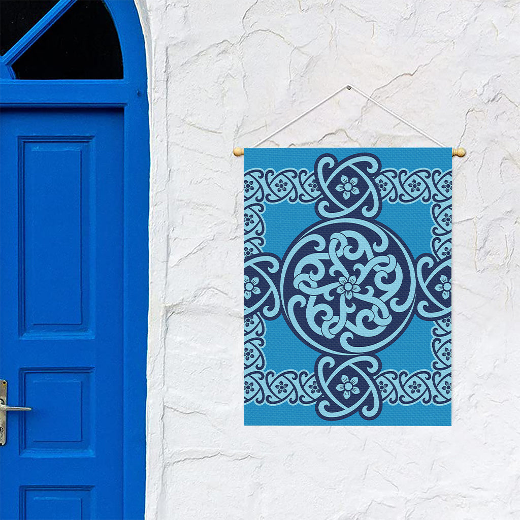 Blue Celtic Symbol Print Garden Flag