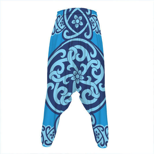 Blue Celtic Symbol Print Hammer Pants