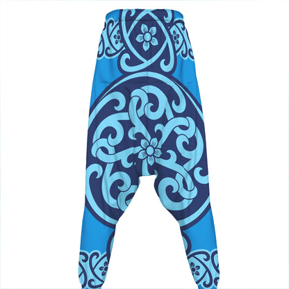 Blue Celtic Symbol Print Hammer Pants