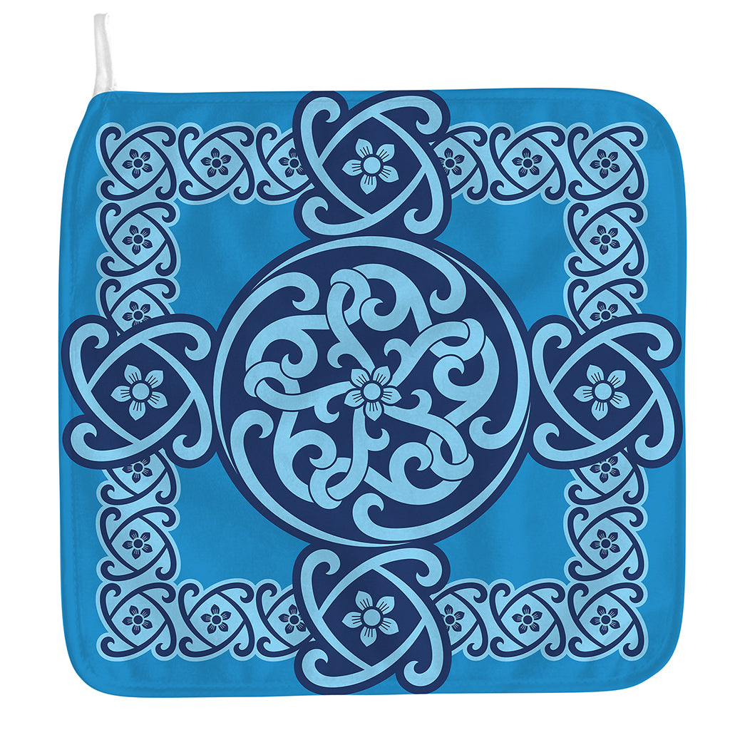 Blue Celtic Symbol Print Hand Towel