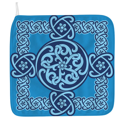 Blue Celtic Symbol Print Hand Towel
