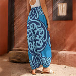 Blue Celtic Symbol Print Harem Pants