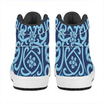 Blue Celtic Symbol Print High Top Leather Sneakers