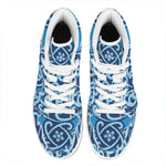 Blue Celtic Symbol Print High Top Leather Sneakers