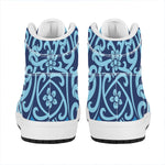 Blue Celtic Symbol Print High Top Leather Sneakers