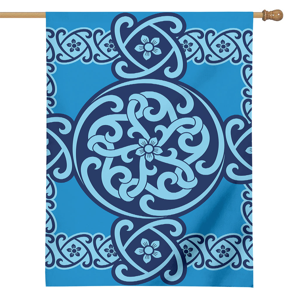 Blue Celtic Symbol Print House Flag
