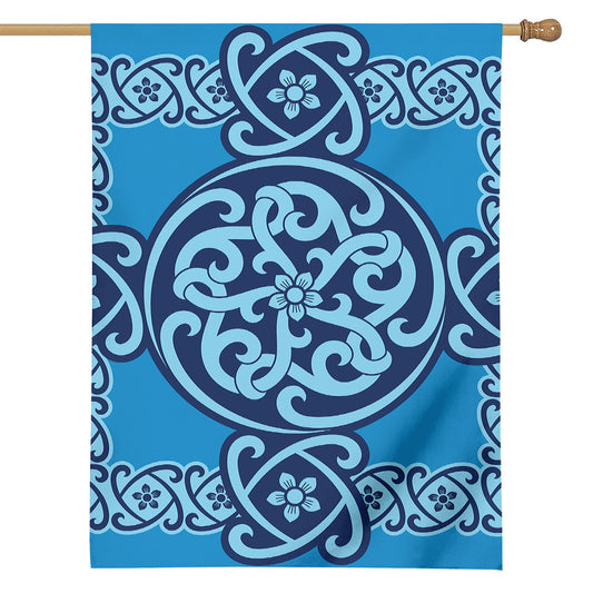 Blue Celtic Symbol Print House Flag