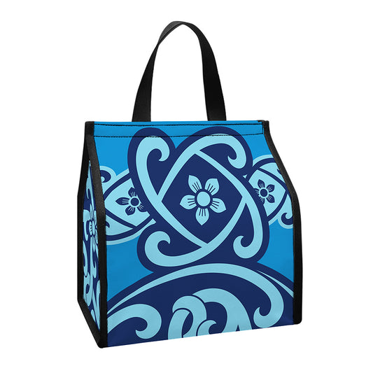 Blue Celtic Symbol Print Insulated Lunch Tote