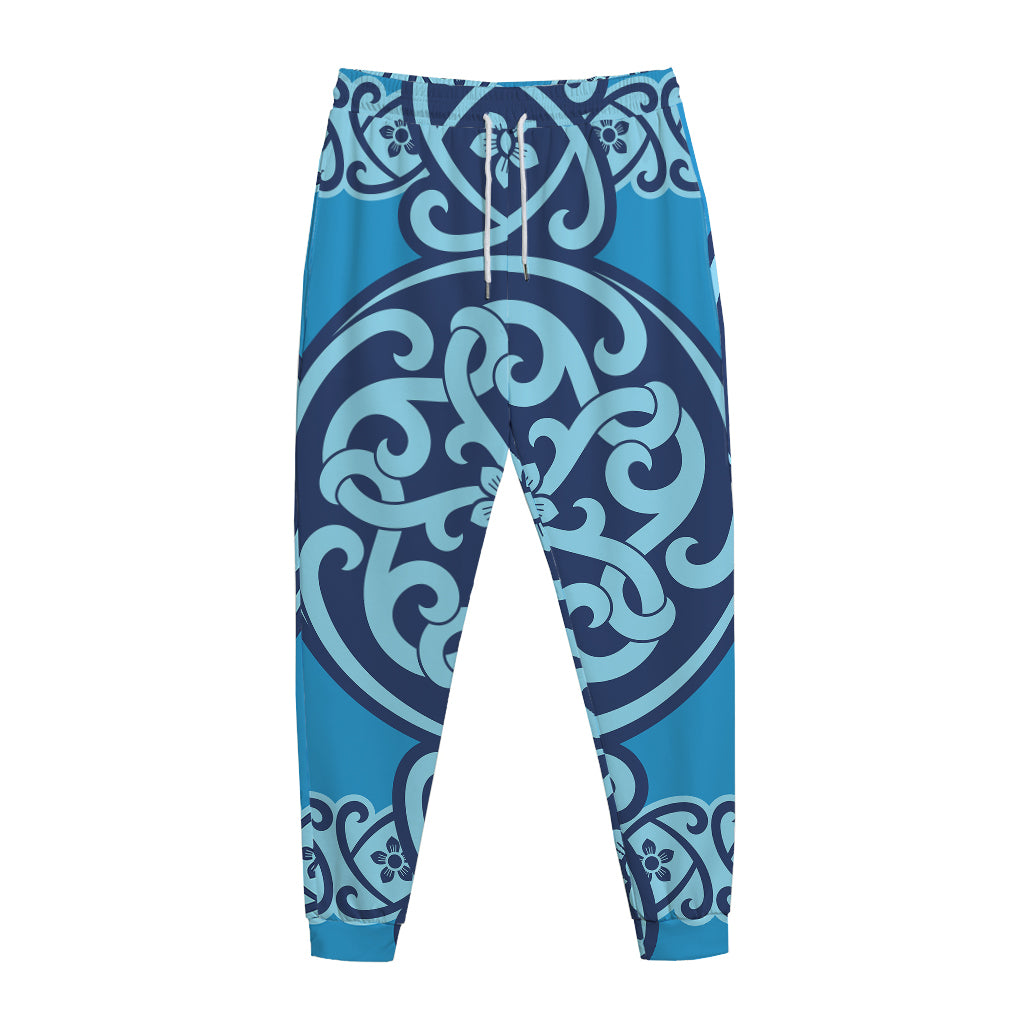 Blue Celtic Symbol Print Jogger Pants