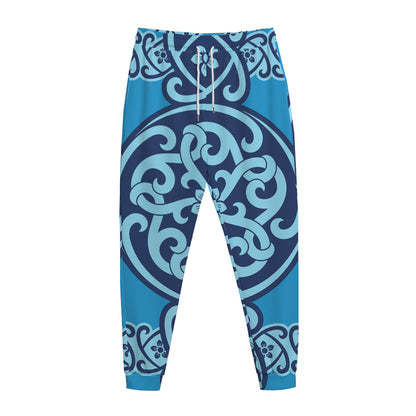 Blue Celtic Symbol Print Jogger Pants