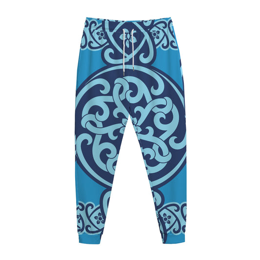 Blue Celtic Symbol Print Jogger Pants