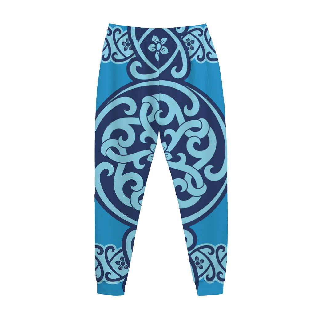Blue Celtic Symbol Print Jogger Pants