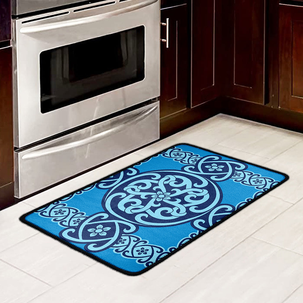 Blue Celtic Symbol Print Kitchen Mat