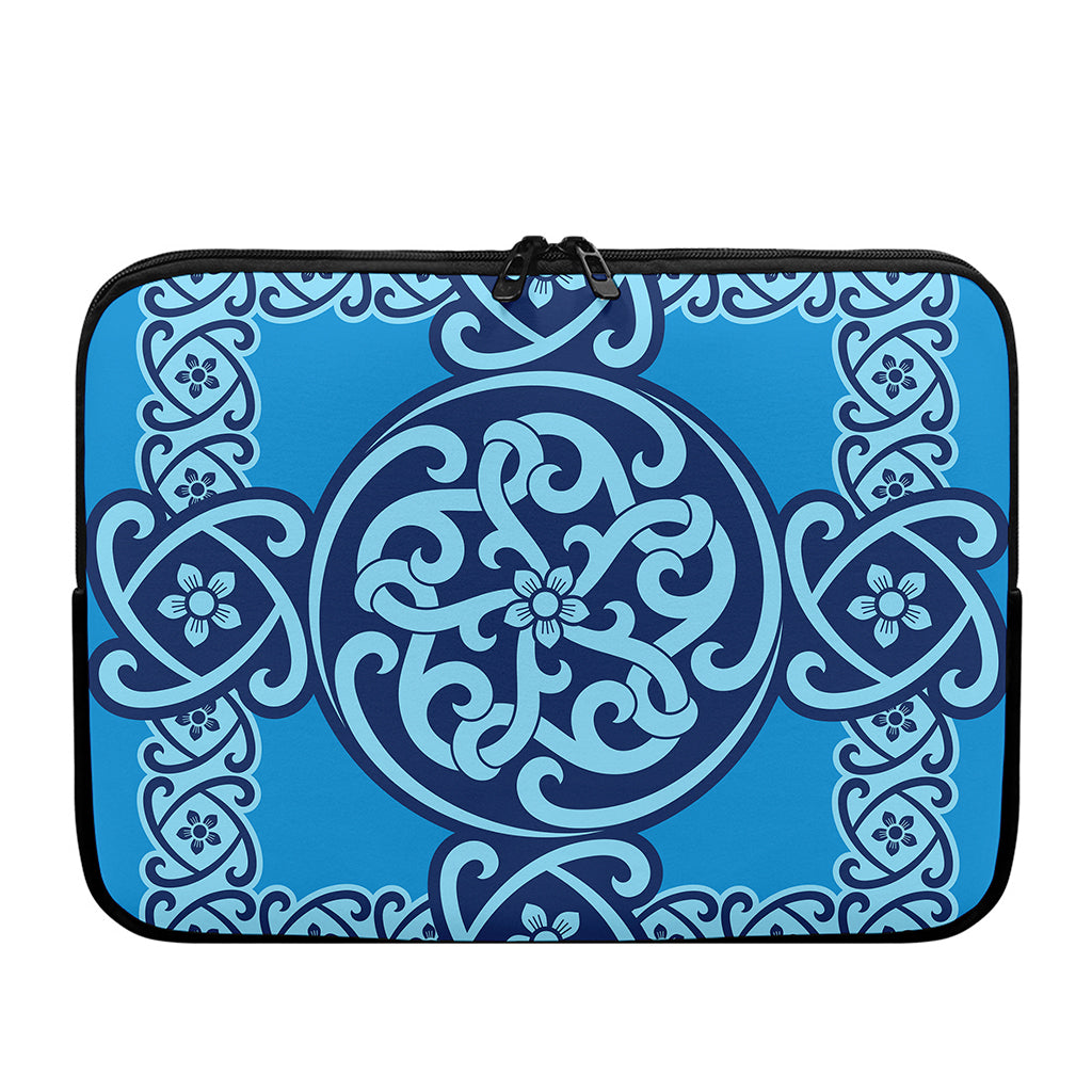 Blue Celtic Symbol Print Laptop Sleeve
