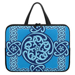 Blue Celtic Symbol Print Laptop Sleeve With Handle