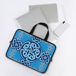 Blue Celtic Symbol Print Laptop Sleeve With Handle