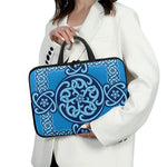 Blue Celtic Symbol Print Laptop Sleeve With Handle