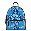 Blue Celtic Symbol Print Leather Backpack