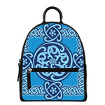 Blue Celtic Symbol Print Leather Backpack