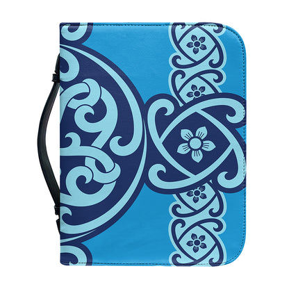 Blue Celtic Symbol Print Leather Bible Cover