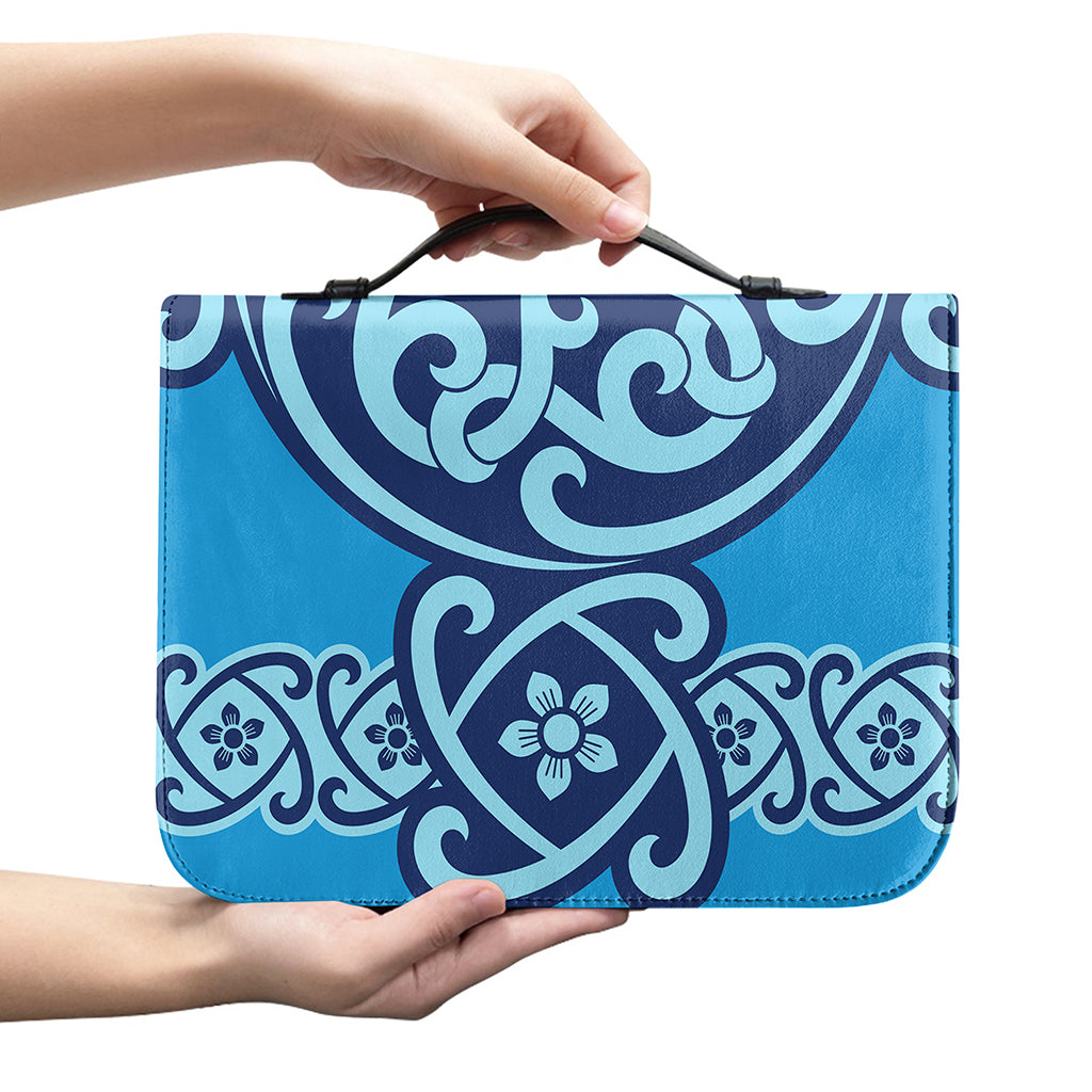 Blue Celtic Symbol Print Leather Bible Cover