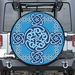 Blue Celtic Symbol Print Leather Spare Tire Cover
