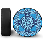 Blue Celtic Symbol Print Leather Spare Tire Cover
