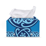 Blue Celtic Symbol Print Leather Tissue Box Cover