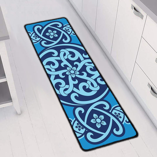 Blue Celtic Symbol Print Long Kitchen Mat
