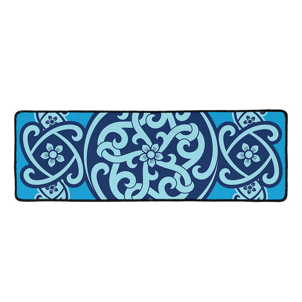Blue Celtic Symbol Print Long Kitchen Mat